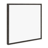 Square blank canvas with dark wood frame viewed slightly from the side showing depth of 22x22 inch canvas