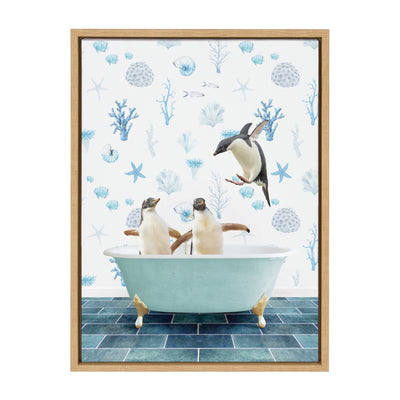 Sylvie Penguins In Under the Sea Bath Framed Canvas by kateandlaurel - product image 11 for Resin Society