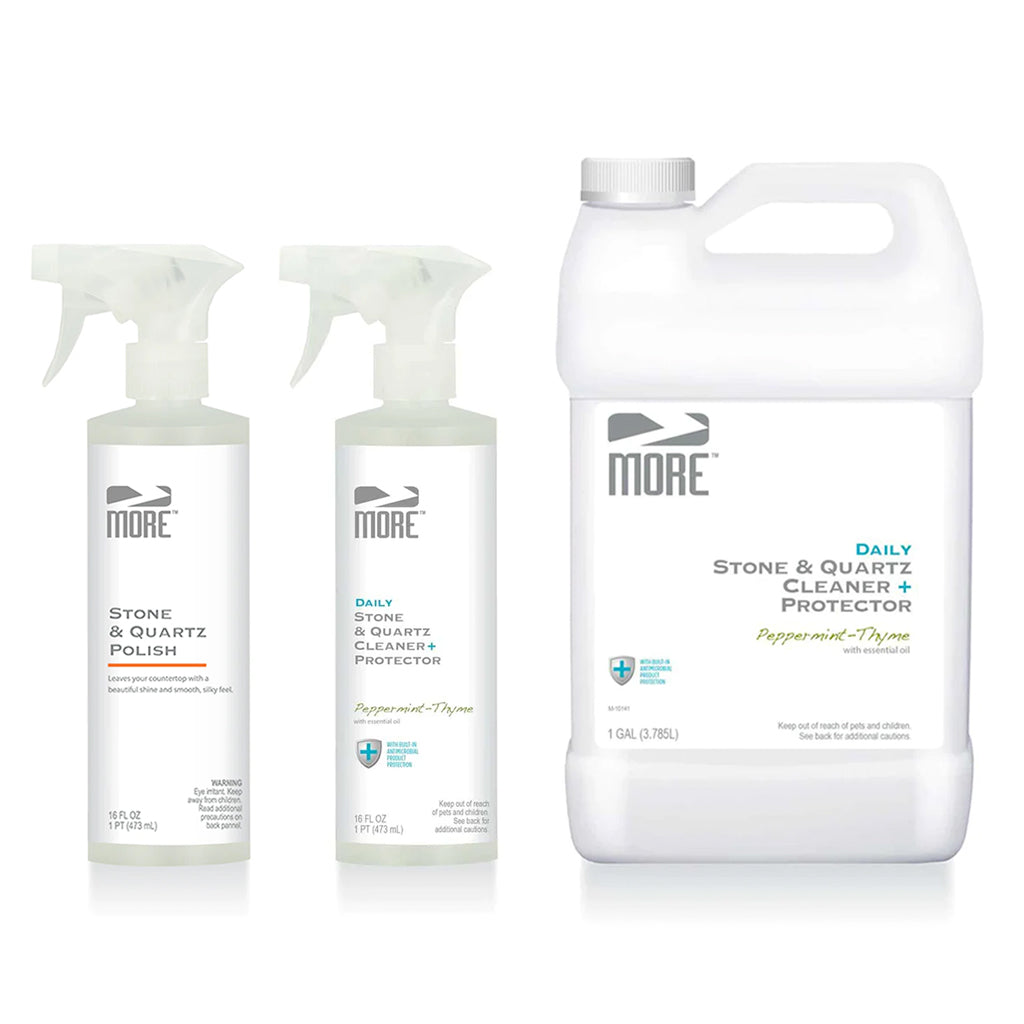 MORE® Surface Care Triple Pack for Stone & Quartz with Cleaner, Polish, and 1-Gallon Refill