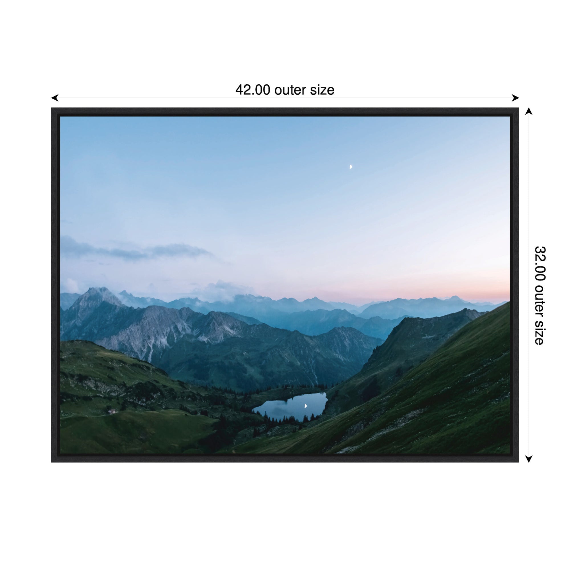 Sylvie Moonrise over the Mountain Lake in the German Alps Framed Canvas by Michael Schauer