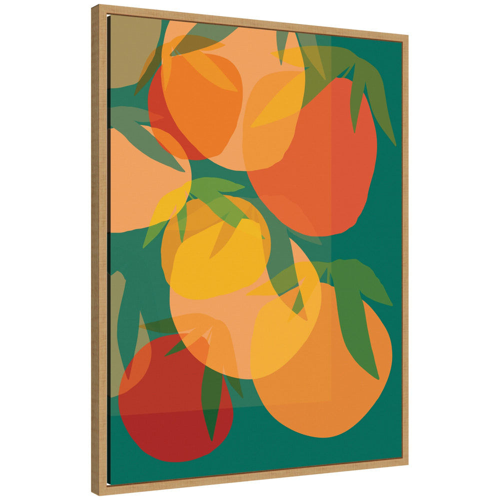 Spring Citrus 2 by Alicia Bock, framed canvas wall art print in natural tones showing citrus elements