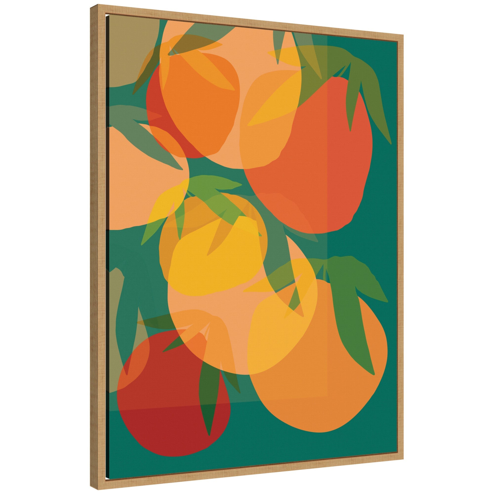 Spring Citrus 2 by Alicia Bock, framed canvas wall art print in natural tones showing citrus elements