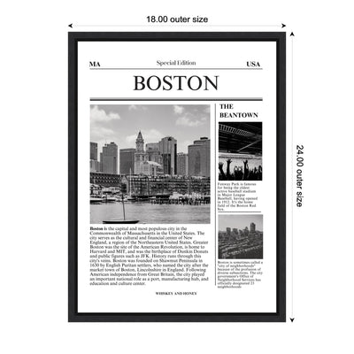 Boston Article by Megan Ryan Framed Canvas Wall Art Print
