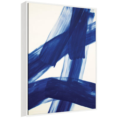 Cobalt Mark No.
3 by Amy Lighthall Framed Canvas Wall Art Print featuring abstract blue and white patterns, set in Sylvie White frame.