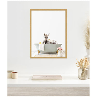 Sylvie Zebra in Cottage Gray Bathtub Framed Canvas by Amy Peterson