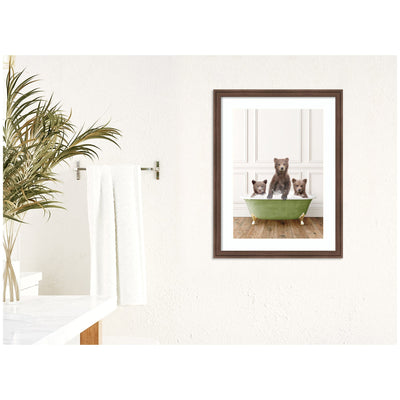Three Bear Cubs in Transitional Bathtub by Amy Peterson Framed Wall Art Print