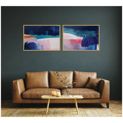 Blue Current No.
1 & No.
2 2 Piece Framed Canvas Wall Art Set by Amy Lighthall