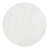 Round white marble tabletop with subtle gray veining, shown from a top-down perspective against a white background
