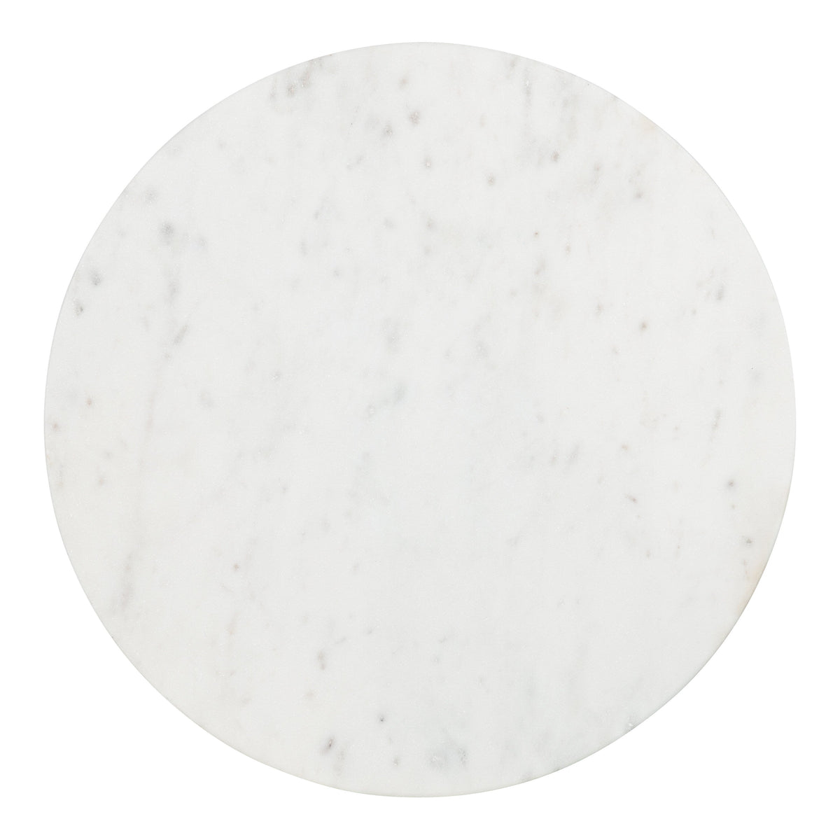 Round white marble tabletop with subtle gray veining, shown from a top-down perspective against a white background