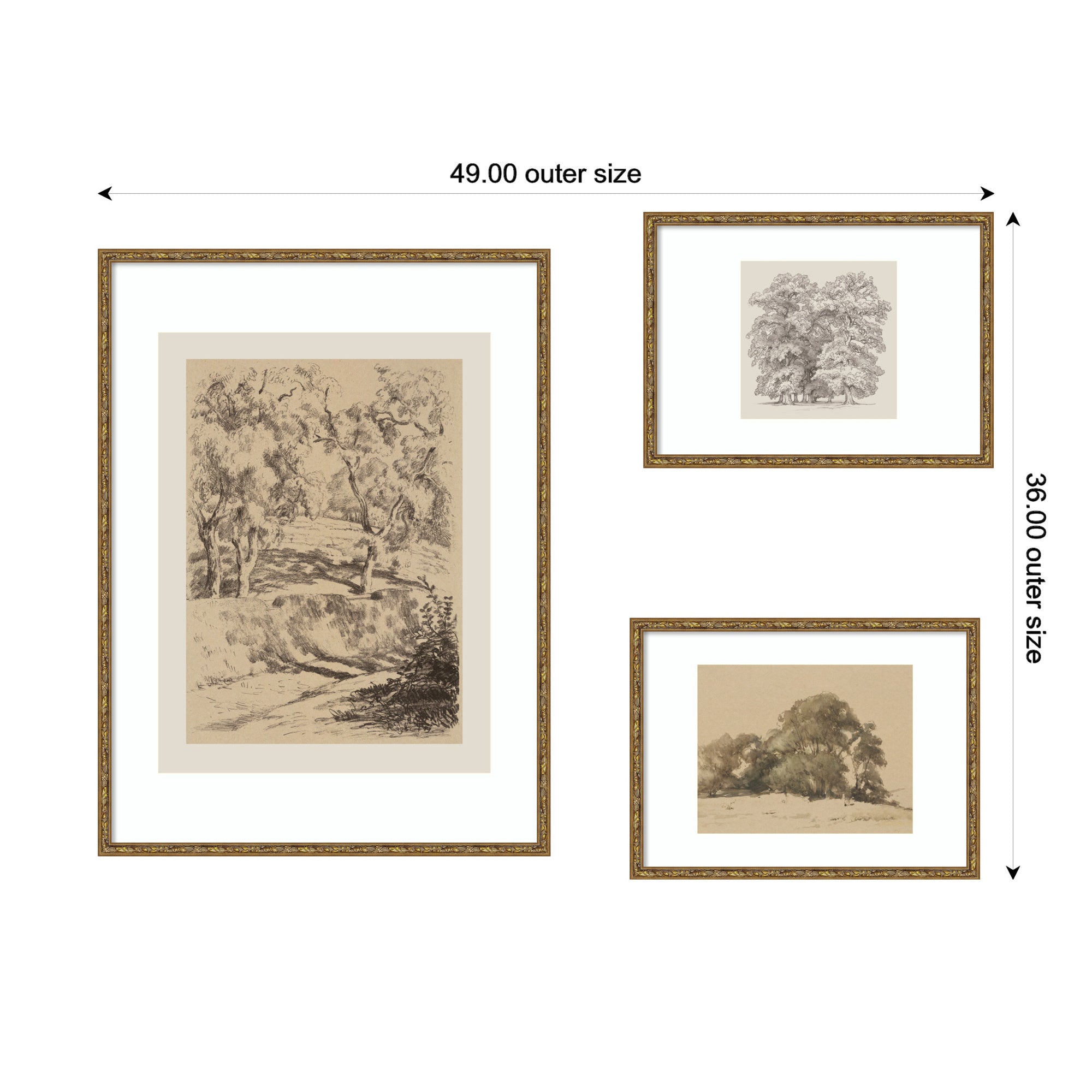 Sketches of Nature by Fry, Becker & Bosboom 3 Piece Framed Wall Art Print Set by Nostalgia Prints