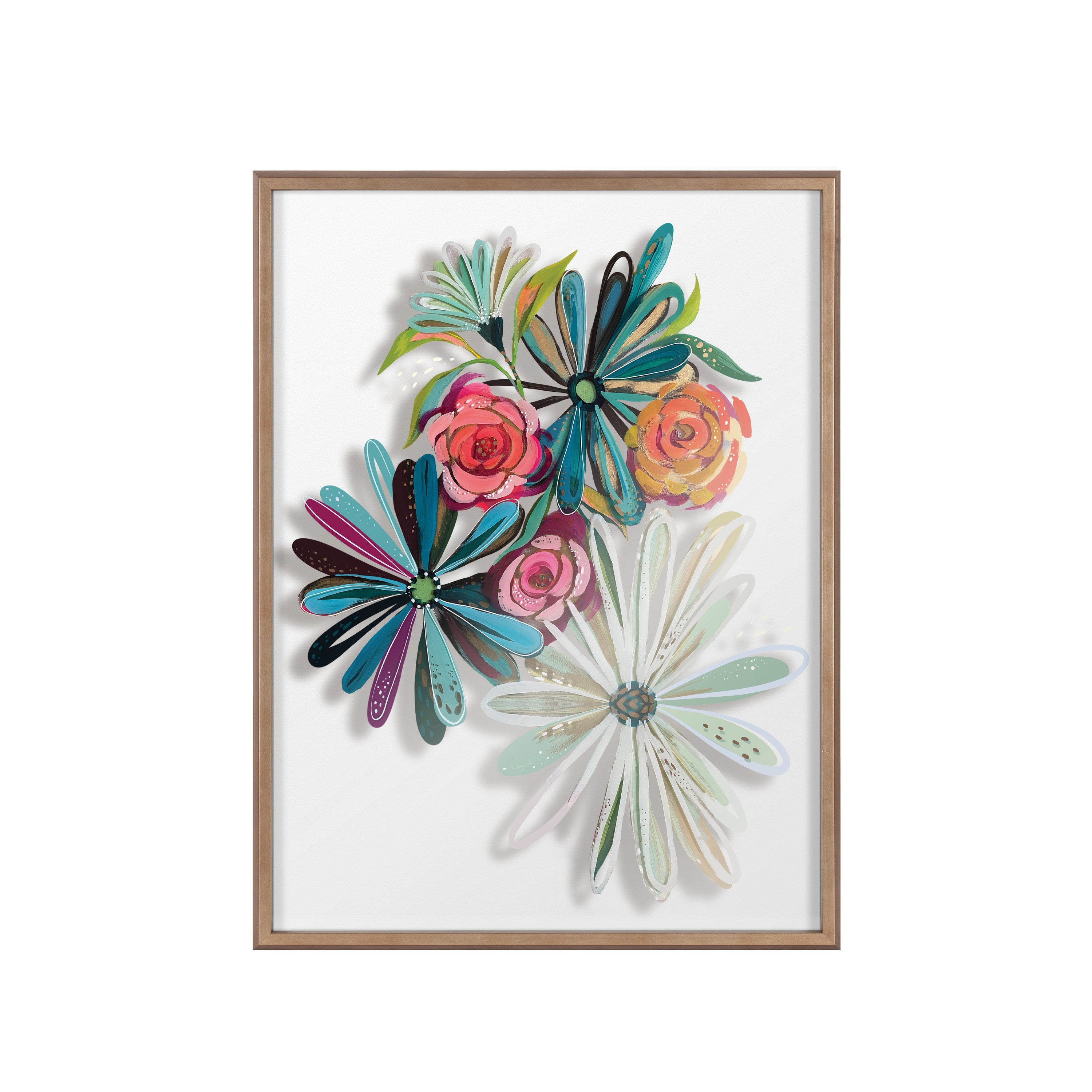 Blake Flowers on Glass 2 Whole Flowers Framed Printed Art