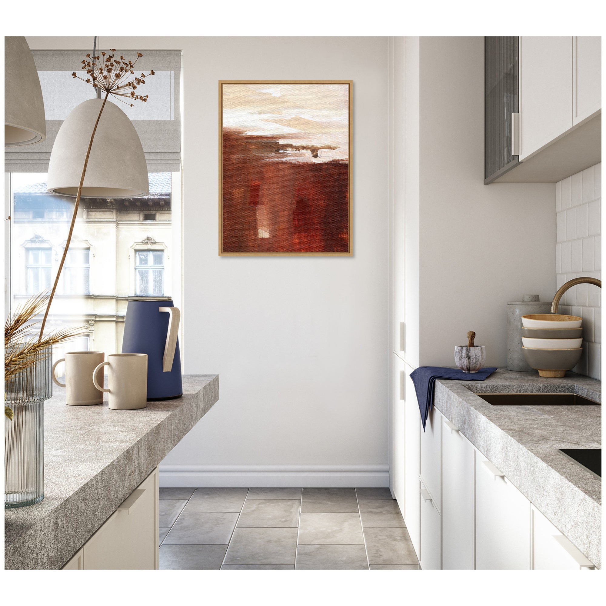 Sylvie Earthen Abstract Framed Canvas by Nikita Jariwala