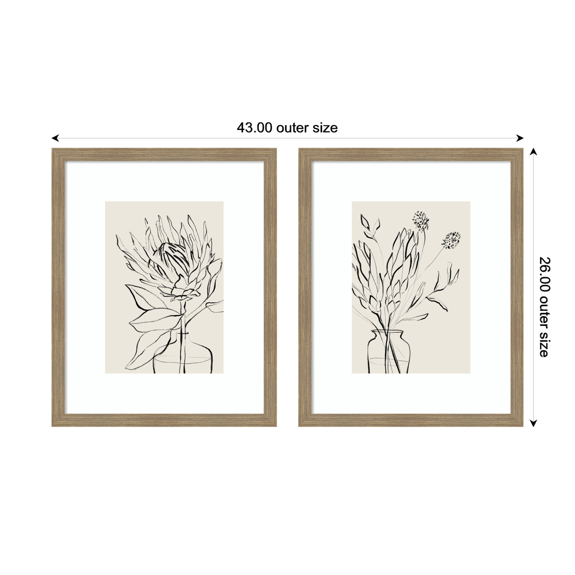SB Protea Sketch No.
1 & No.
2 2 Piece Framed Wall Art Print Set by Sara Berrenson