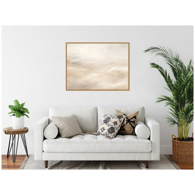 Sylvie Tonal Abstract Textural White and Beige Framed Canvas by The Creative Bunch Studio