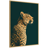 Emerald Gilded Cheetah framed canvas wall art print in Sylvie Beaded frame