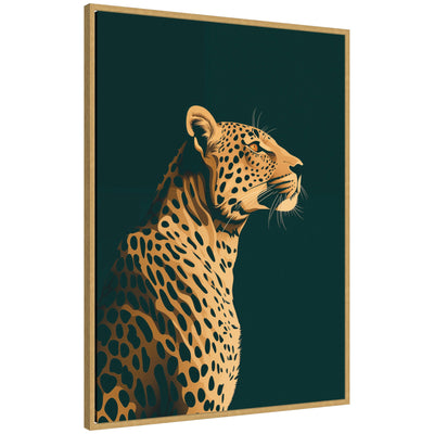 Emerald Gilded Cheetah framed canvas wall art print in Sylvie Beaded frame