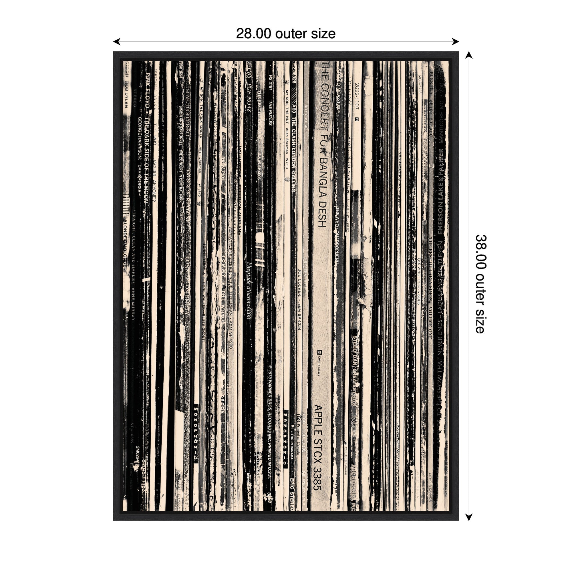 33 RPM Black and White by Robert Cadloff Framed Canvas Wall Art Print