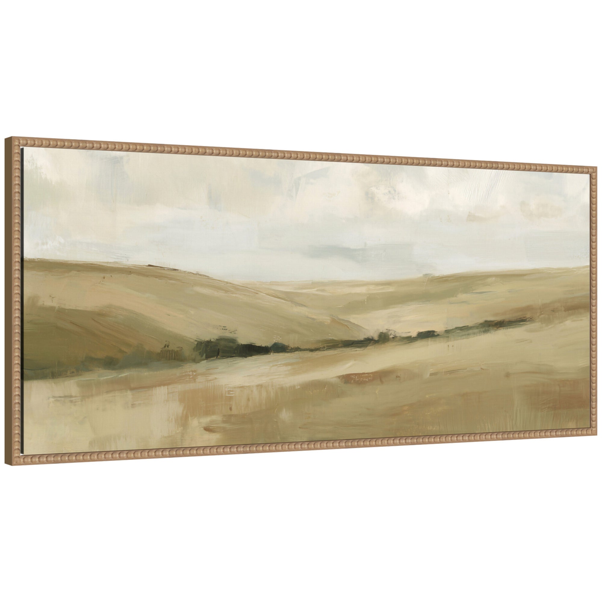 Whispering Meadows II Panel by Amy Lighthall framed canvas wall art print showing a natural landscape scene in a beaded rustic natural frame.