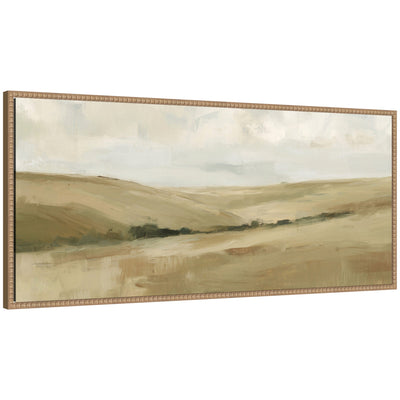 Whispering Meadows II Panel by Amy Lighthall framed canvas wall art print showing a natural landscape scene in a beaded rustic natural frame.