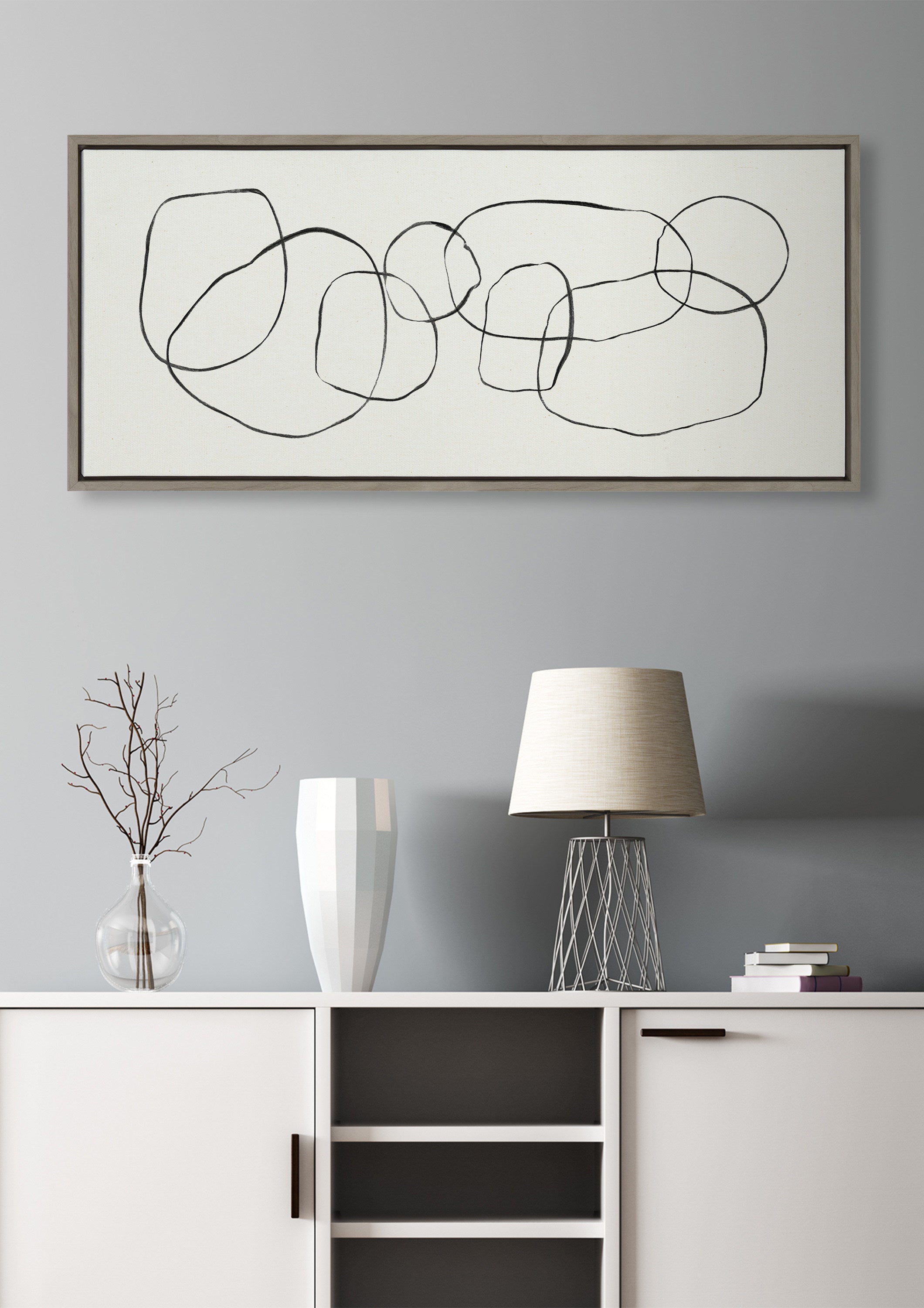 Sylvie Dancing Circles Framed Canvas