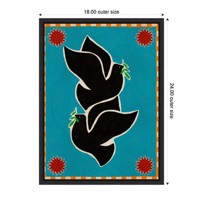 Sylvie Lush Duo 4 Birds Framed Canvas by Shatha Al Dafai
