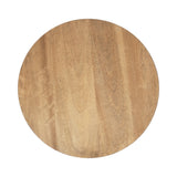 Round wooden tabletop with natural grain patterns in warm brown tones, featuring smooth, uniform finish and subtle color variations.
