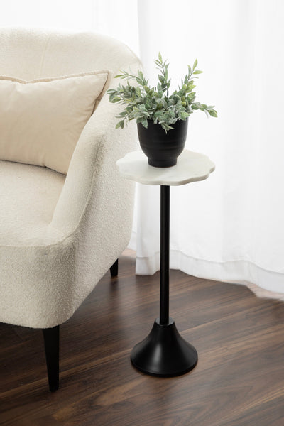 Sanzo Scalloped Marble and Metal Table