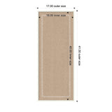 Diagram of a rectangular pinboard with scalloped edges showing outer size 17x41 inches and inner size 16x40 inches marked by dotted lines