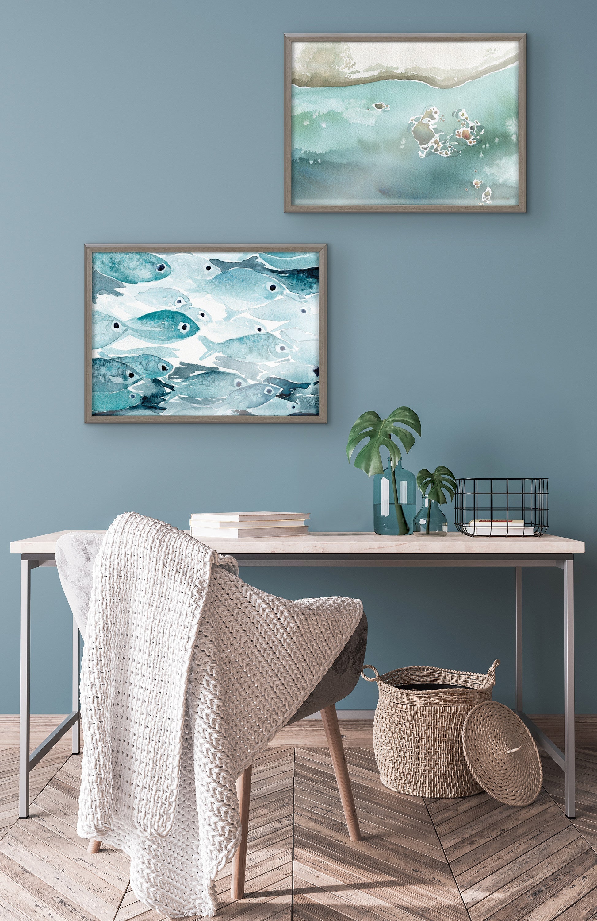 Blake Rocky Shores Framed Printed Glass by kateandlaurel - product image 6 for Resin Society