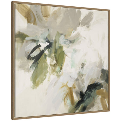 Organic Study framed canvas art showing abstract organic shapes in muted natural tones within a dark gold Sylvie frame