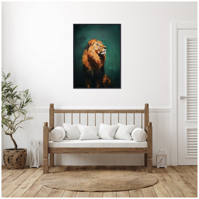 Twilight Turquoise Jade Lion by The Creative Bunch Studio Framed Canvas Wall Art Print