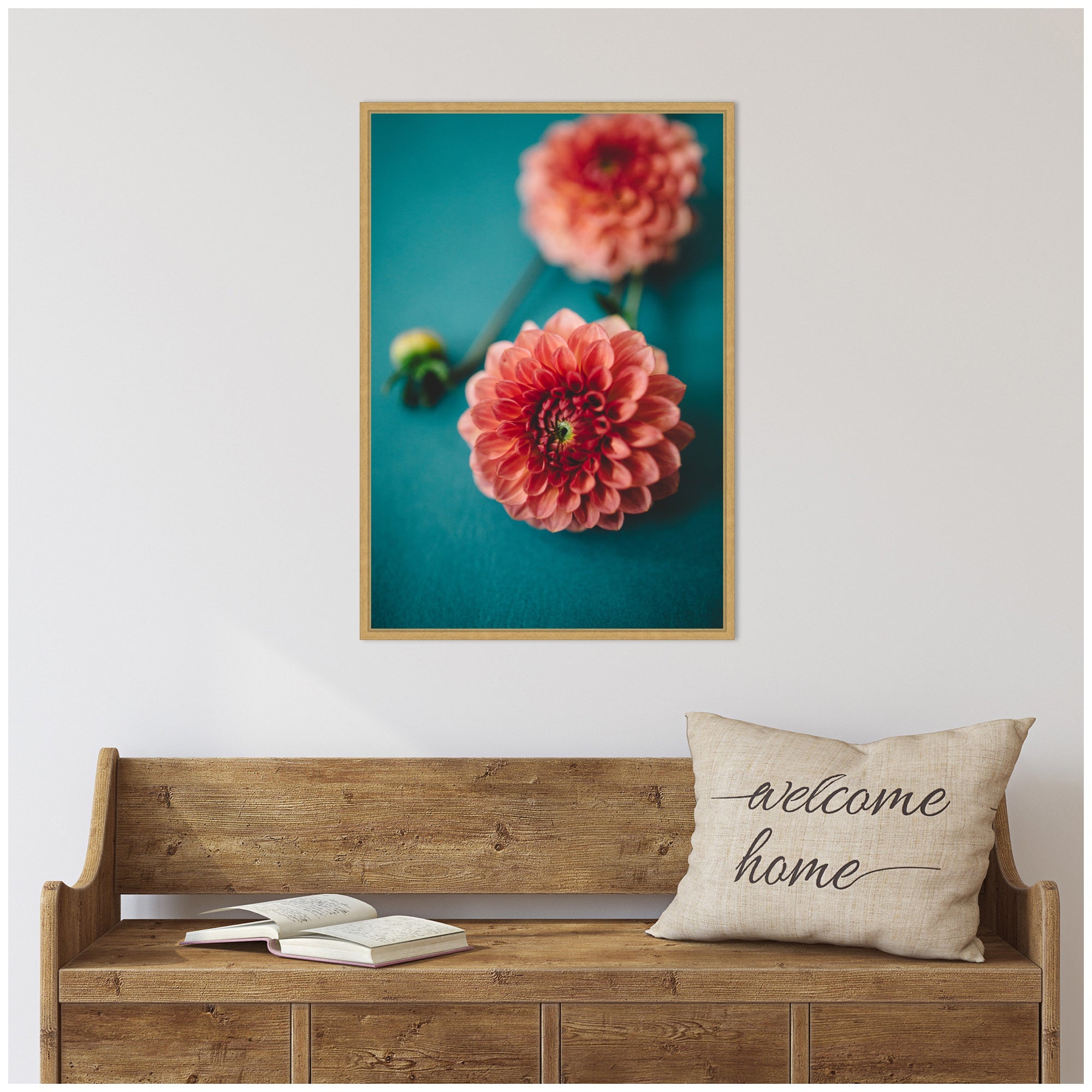 Sylvie Vibrant Pink Dahlia Floral Framed Canvas by Patricia Hasz