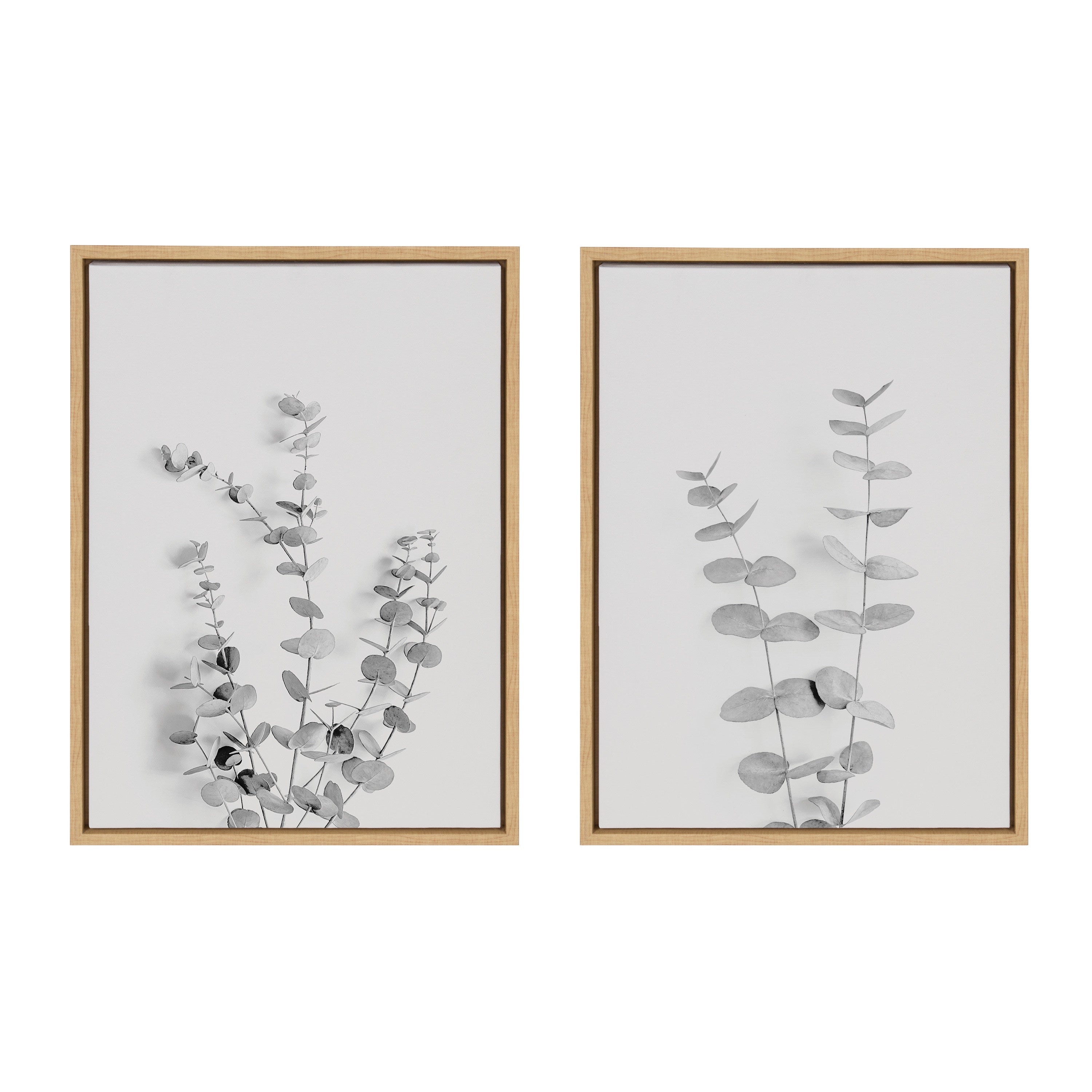 Sylvie Neutral Botanical 3 and 4 Soft White Framed Canvas by kateandlaurel - product image 2 for Resin Society