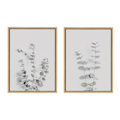 Sylvie Neutral Botanical 3 and 4 Soft White Framed Canvas by kateandlaurel - product image 2 for Resin Society