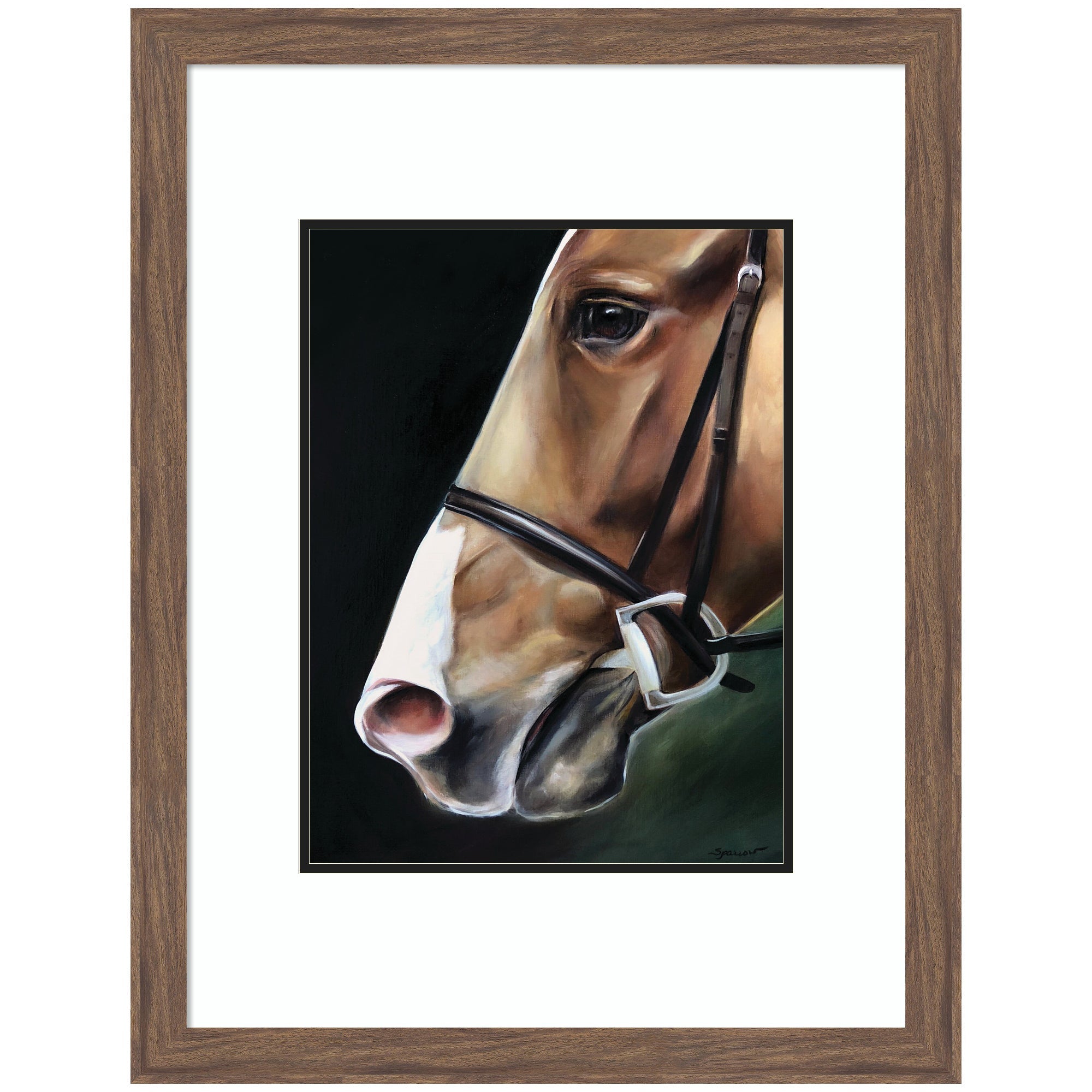 Chestnut Horse by Mary Sparrow framed wall art print showing a chestnut horse portrait in a contemporary frame