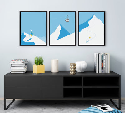 Sylvie Downhill Skier Framed Canvas Art Set By Rocket Jack by kateandlaurel - product image 3 for Resin Society