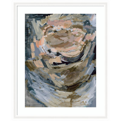 Framed Art Revival Print by Leah Nadeau with swirling brushstrokes in neutral tones set in Oliver White Narrow moulding