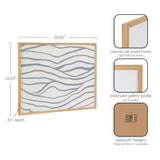 Wall art with simple grey wave-like lines on a white background, framed in a natural light oak wood frame with a minimalist gallery profile and sawtooth hangers.