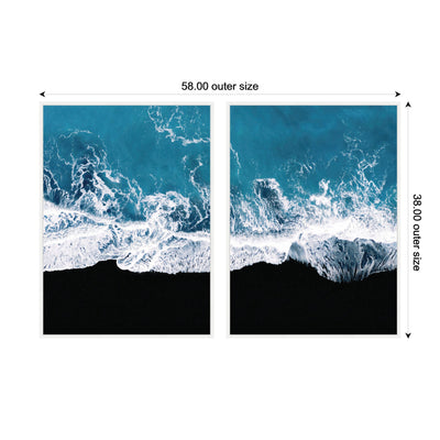 Sylvie Minimalist Ocean Waves on Beach Framed Canvas Art Set by Michael Schauer