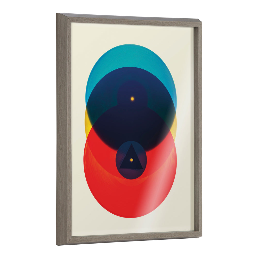 Blake Colorful Records Blue Red Framed Printed Glass by kateandlaurel - main product image for Resin Society