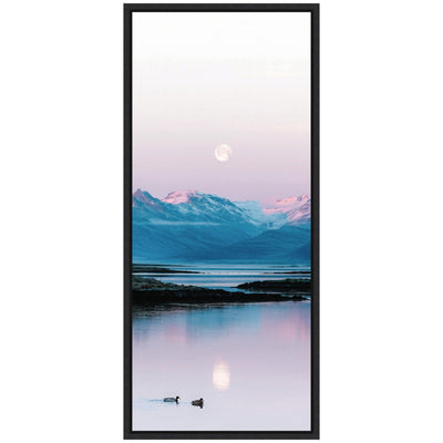 Sylvie Two Ducks in a Lake during Pastel Moonrise over Icelandic Mountains Framed Canvas by Michael Schauer