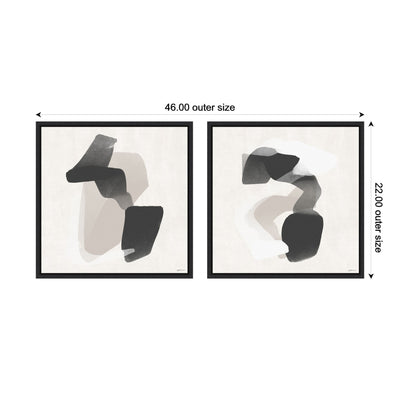 Abstract Neutral 01 & 02 2 Piece Framed Canvas Wall Art Set by Gabrielly Guedes