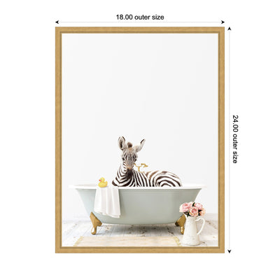 Sylvie Zebra in Cottage Gray Bathtub Framed Canvas by Amy Peterson