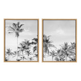 Sylvie Coastal Coconut Palm Tree Beach BW Framed Canvas Set by The