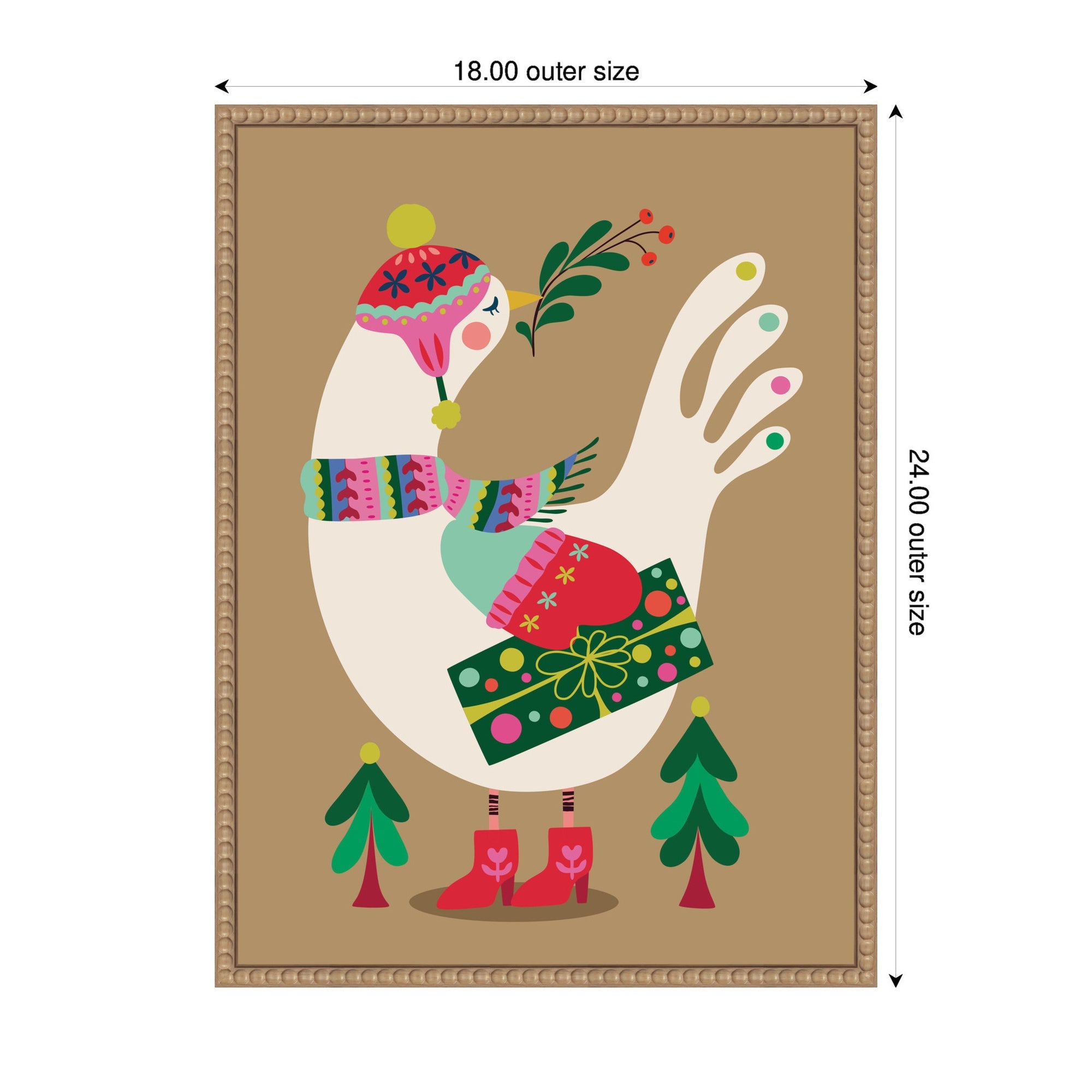 Sylvie Beaded Festive Dove Framed Canvas