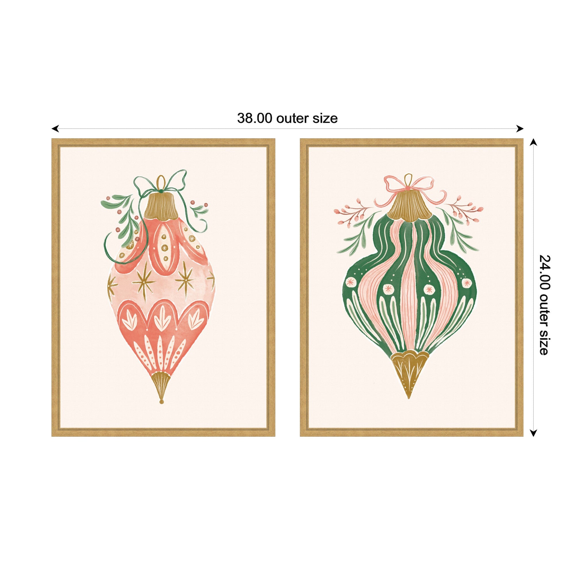 Sylvie Holiday Ornament Collection - 2 Piece Framed Canvas Art Set by Jill Labieniec