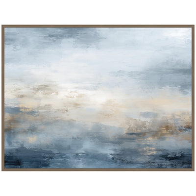 Sylvie Tonal Abstract Oceanic Nautical Serenity Blue Horizontal Framed Canvas by The Creative Bunch Studio