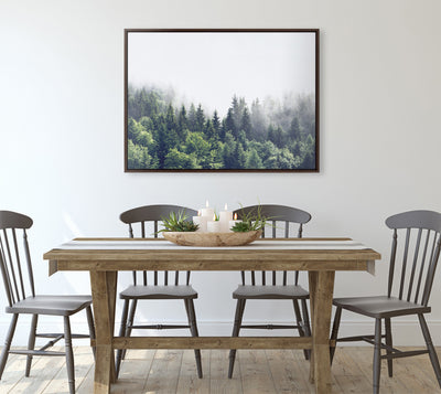 Sylvie Lush Green Forest On A Foggy Day Framed Canvas