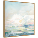 Sylvie Stillness framed canvas by Julie Maida showing a serene landscape with a vintage beaded frame