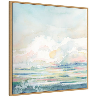 Sylvie Stillness framed canvas by Julie Maida showing a serene landscape with a vintage beaded frame